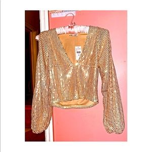 Gold sequins crop top